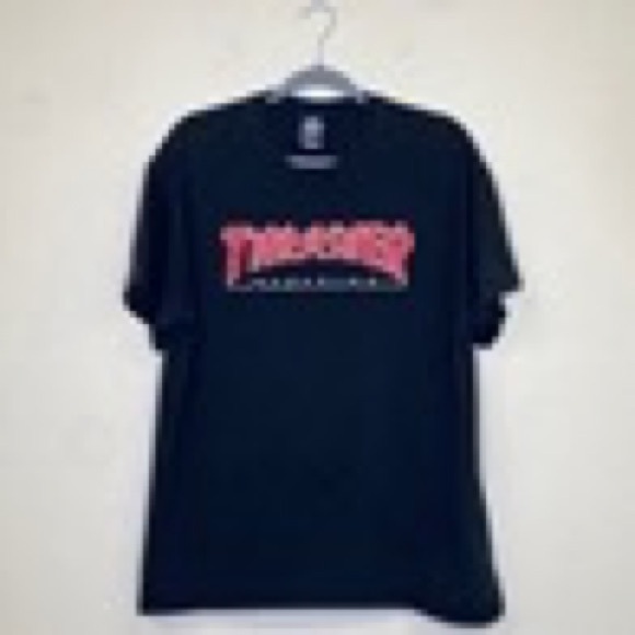 Thrasher Black Tee with Red Logo - Picture 1 of 2